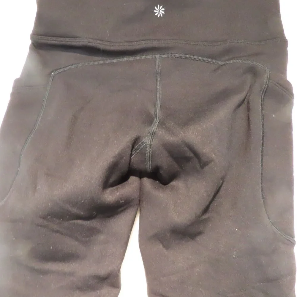Athleta Altitude Stash Tight Leggings XS Black Polartec Powerstretch Fleece Pock